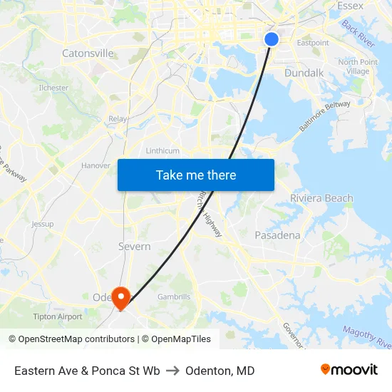 Eastern Ave & Ponca St Wb to Odenton, MD map
