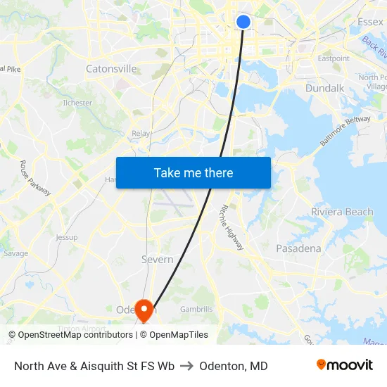 North Ave & Aisquith St FS Wb to Odenton, MD map