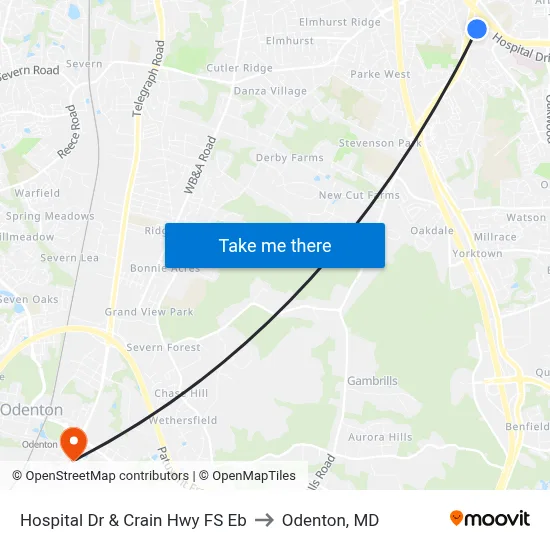 Hospital Dr & Crain Hwy FS Eb to Odenton, MD map