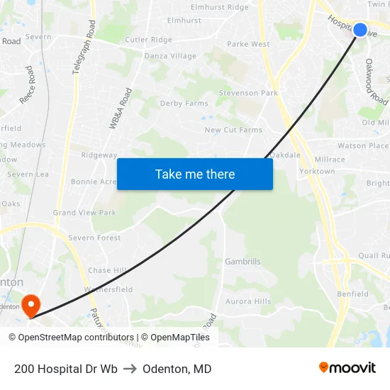 200 Hospital Dr Wb to Odenton, MD map