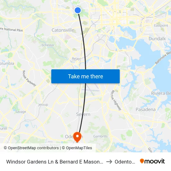 Windsor Gardens Ln & Bernard E Mason Apartments Eb to Odenton, MD map