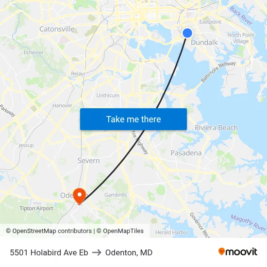 5501 Holabird Ave Eb to Odenton, MD map