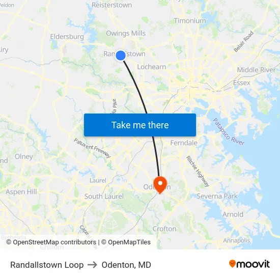Randallstown Loop to Odenton, MD map