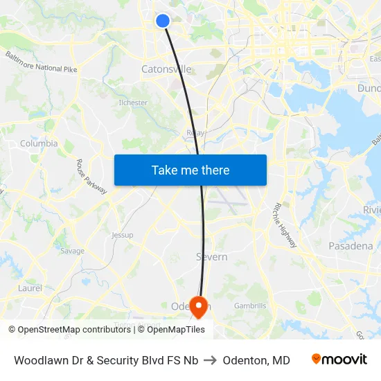 Woodlawn Dr & Security Blvd FS Nb to Odenton, MD map
