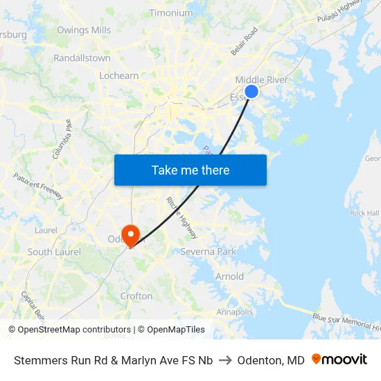Stemmers Run Rd & Marlyn Ave FS Nb to Odenton, MD map