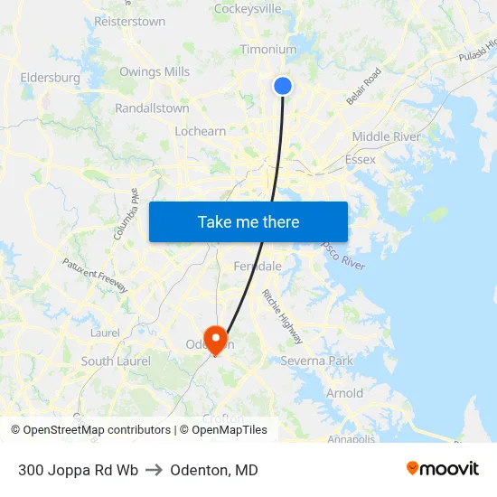 300 Joppa Rd Wb to Odenton, MD map