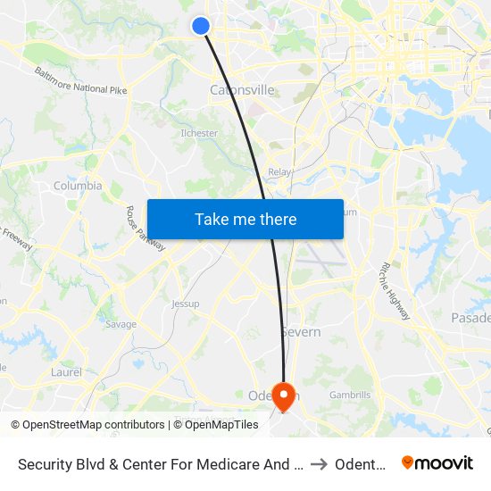 Security Blvd & Center For Medicare And Medicaid Services Eb to Odenton, MD map