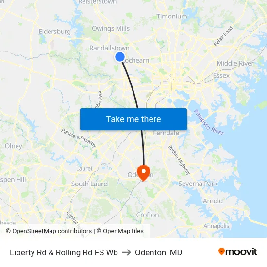 Liberty Rd & Rolling Rd FS Wb to Odenton, MD map