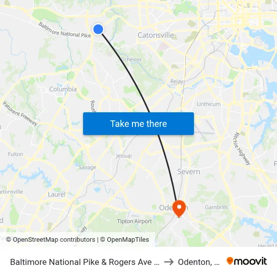Baltimore National Pike & Rogers Ave FS Eb to Odenton, MD map