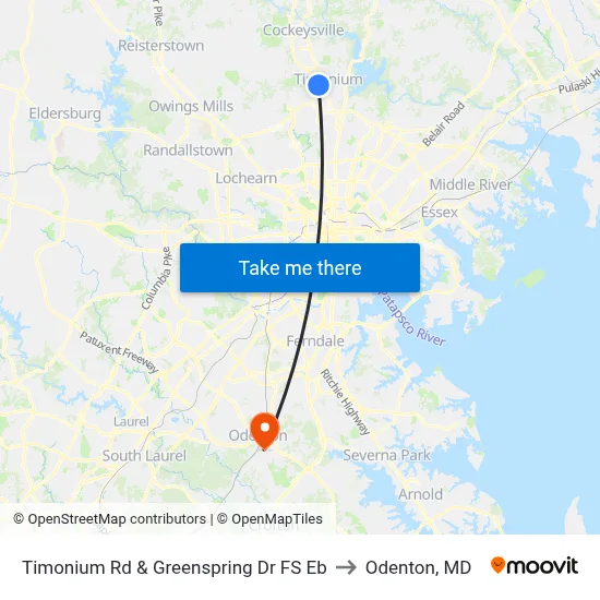 Timonium Rd & Greenspring Dr FS Eb to Odenton, MD map