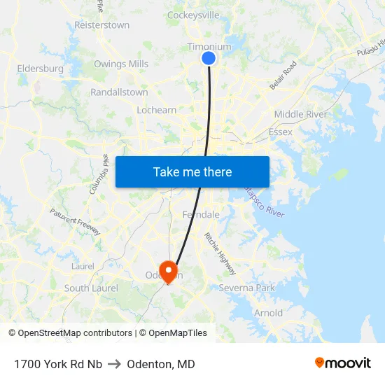 1700 York Rd Nb to Odenton, MD map