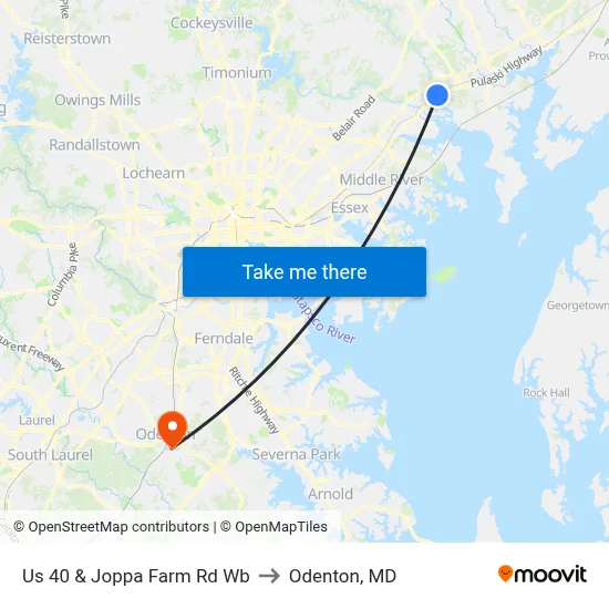 Us 40 & Joppa Farm Rd Wb to Odenton, MD map