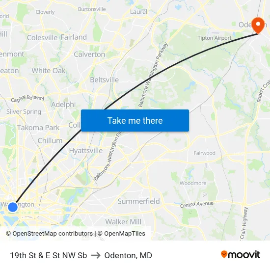 19th St & E St NW Sb to Odenton, MD map