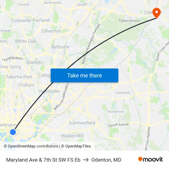 Maryland Ave & 7th St SW FS Eb to Odenton, MD map