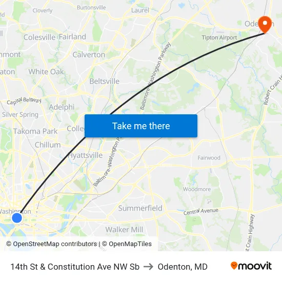 14th St & Constitution Ave NW Sb to Odenton, MD map