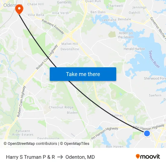 Harry S Truman P & R to Odenton, MD map