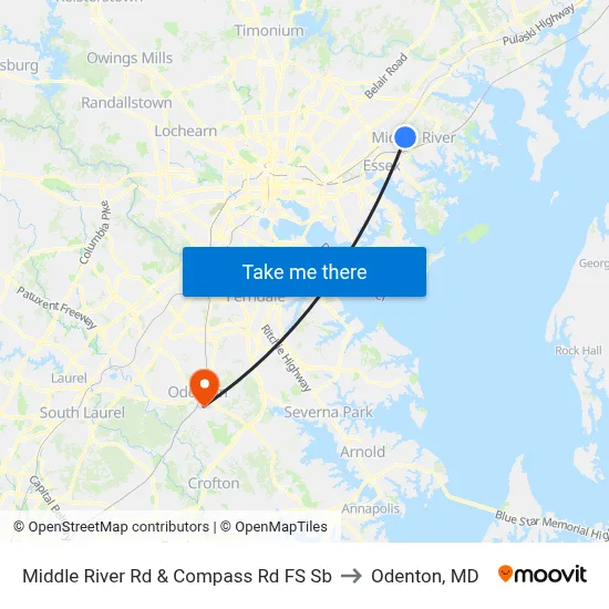 Middle River Rd & Compass Rd FS Sb to Odenton, MD map