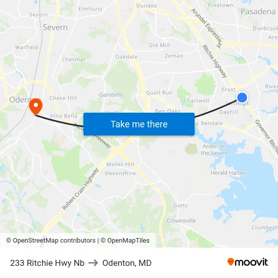 233 Ritchie Hwy Nb to Odenton, MD map
