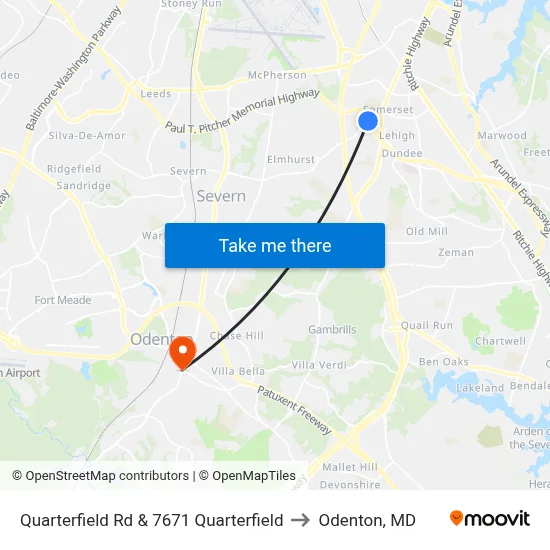Quarterfield Rd & 7671 Quarterfield to Odenton, MD map