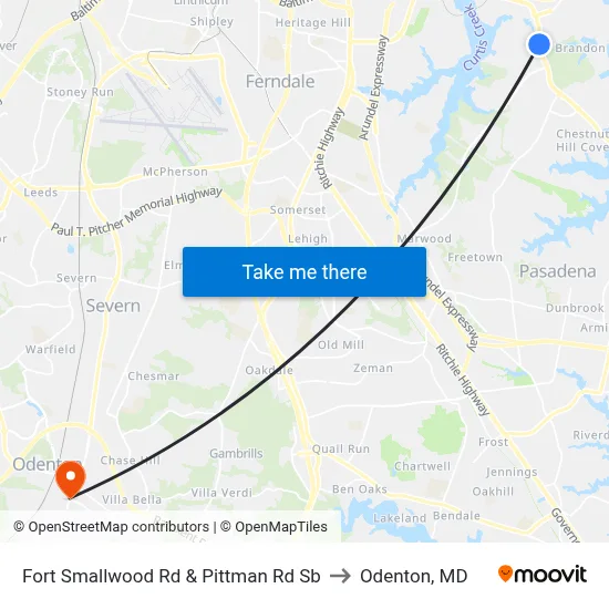 Fort Smallwood Rd & Pittman Rd Sb to Odenton, MD map