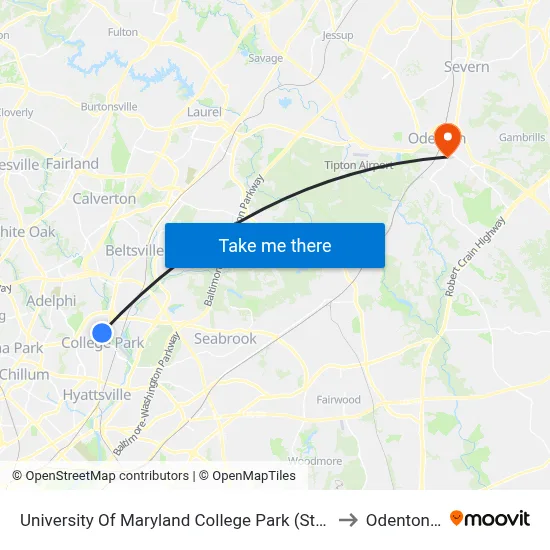 University Of Maryland College Park (Stadium Dr.) Nb to Odenton, MD map
