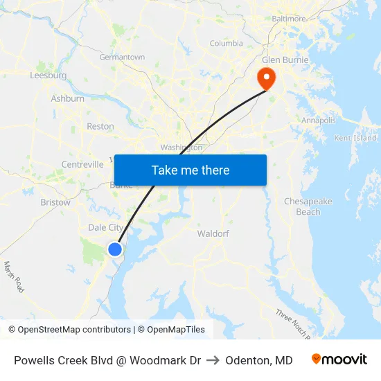 Powells Creek Blvd @ Woodmark Dr to Odenton, MD map