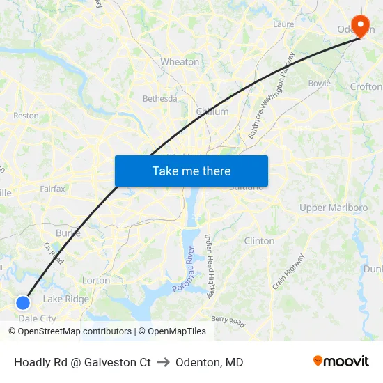 Hoadly Rd @ Galveston Ct to Odenton, MD map
