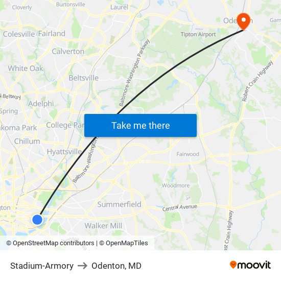 Stadium-Armory to Odenton, MD map