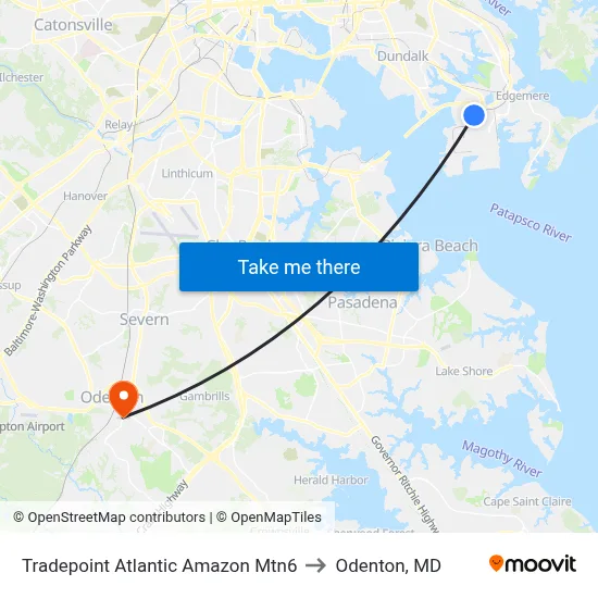 Tradepoint Atlantic Amazon Mtn6 to Odenton, MD map