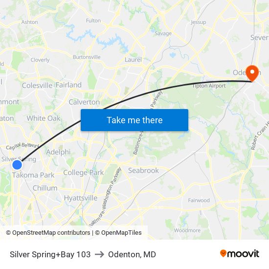 Silver Spring+Bay 103 to Odenton, MD map