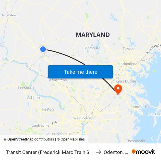 Transit Center (Frederick Marc Train Station) to Odenton, MD map