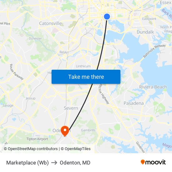 Marketplace (Wb) to Odenton, MD map