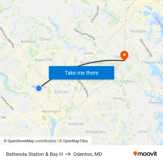 Bethesda Station & Bay H to Odenton, MD map