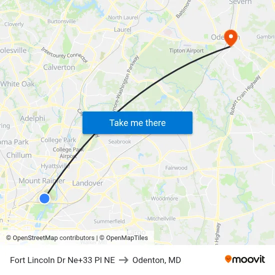 Fort Lincoln Dr Ne+33 Pl NE to Odenton, MD map