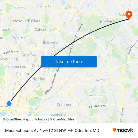 Massachusetts Av Nw+12 St NW to Odenton, MD map
