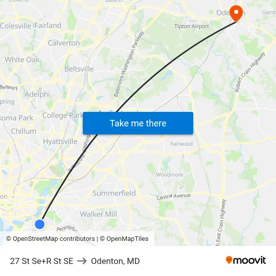 27 St Se+R St SE to Odenton, MD map