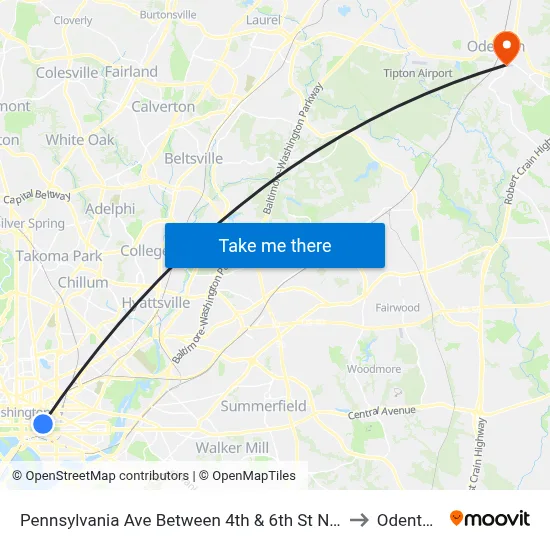 Pennsylvania Ave Between 4th & 6th St Nw (Canadian Embassy) to Odenton, MD map