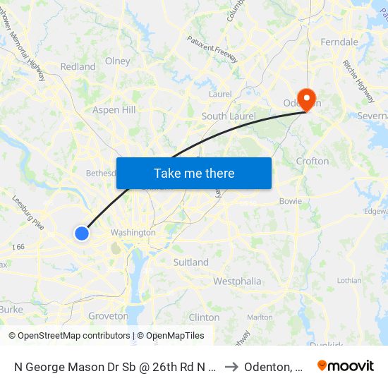 N George Mason Dr Sb @ 26th Rd N Ns to Odenton, MD map