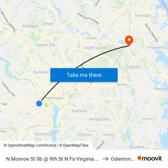 N Monroe St Sb @ 9th St N Fs-Virginia Square Stati to Odenton, MD map