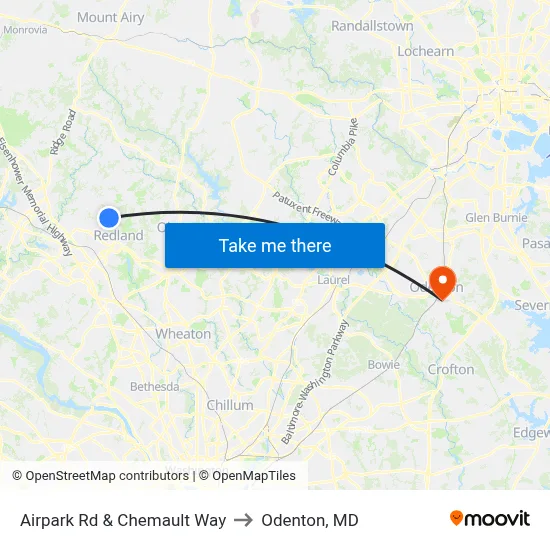 Airpark Rd & Chemault Way to Odenton, MD map