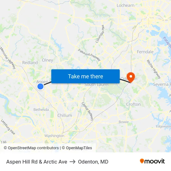 Aspen Hill Rd & Arctic Ave to Odenton, MD map
