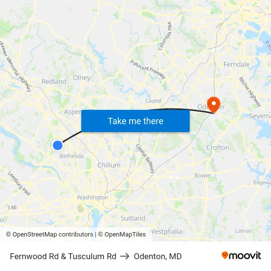 Fernwood Rd & Tusculum Rd to Odenton, MD map