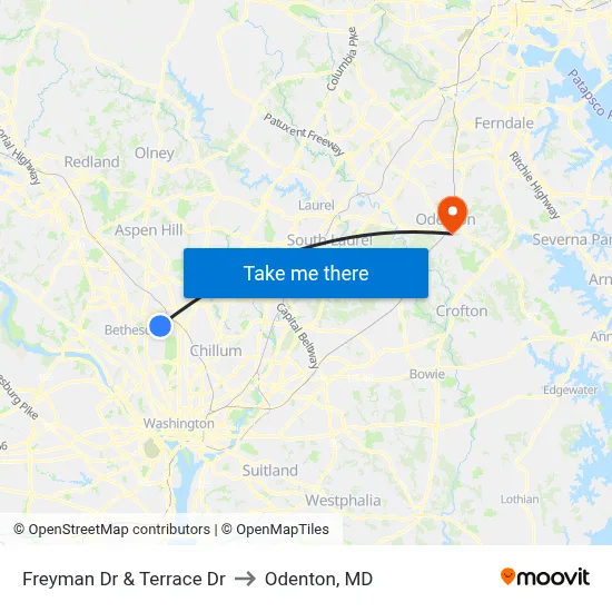 Freyman Dr & Terrace Dr to Odenton, MD map