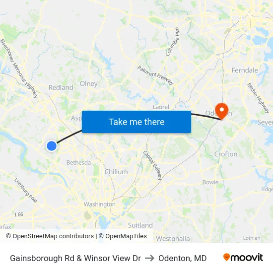 Gainsborough Rd & Winsor View Dr to Odenton, MD map