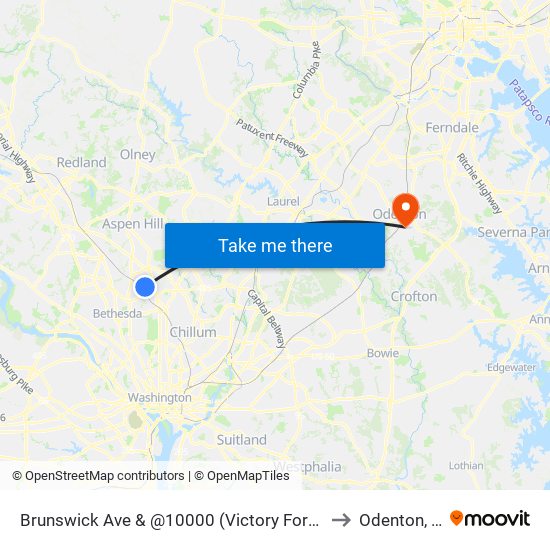 Brunswick Ave & @10000 (Victory Forest Apts) to Odenton, MD map