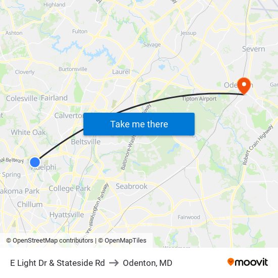 E Light Dr & Stateside Rd to Odenton, MD map