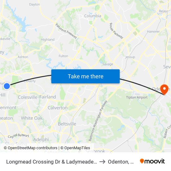 Longmead Crossing Dr & Ladymeade Dr to Odenton, MD map