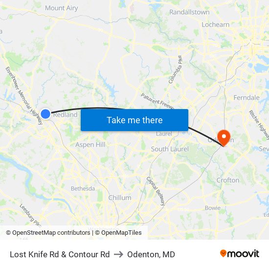 Lost Knife Rd & Contour Rd to Odenton, MD map