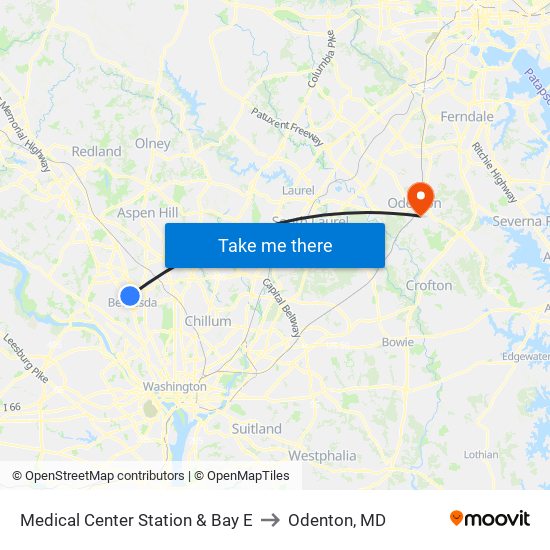 Medical Center Station & Bay E to Odenton, MD map