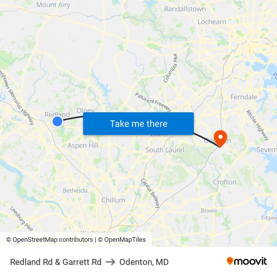 Redland Rd & Garrett Rd to Odenton, MD map